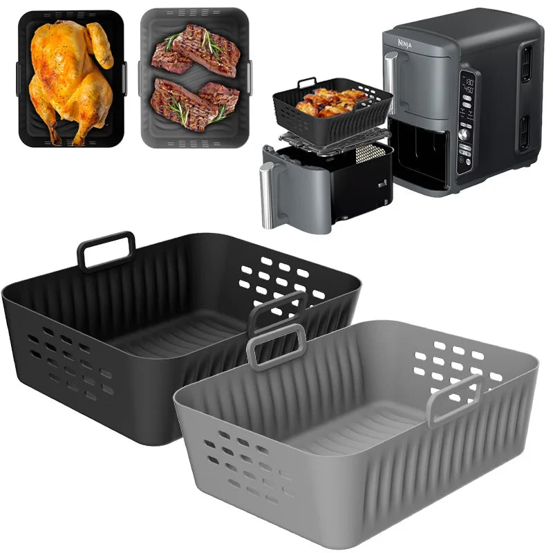 Silicone Air Fryer Liners for Ninja SL400 SL401 Double Stack XL Basket Reusable Air Fryer Baking Tray Airfryer Accessories Hot Zpaxo