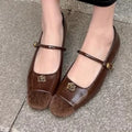 Women's Square Closed Toe Comfortable Heel Shoes 2026 Spring Autumn Zpaxo Brown 39