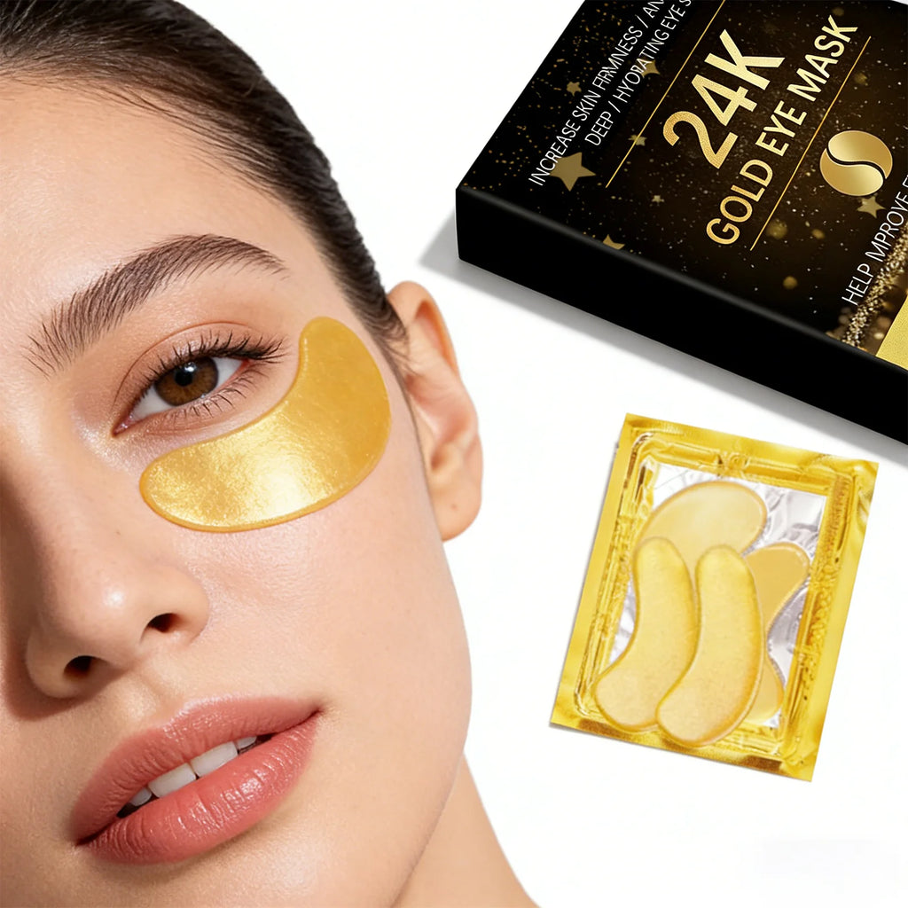 24k Gold Eye Mask Vitamin C Brightening Serum Eye Patch Winter Skincare Gentle Nourishing Holiday Moisturizer 10 Pairs Zpaxo