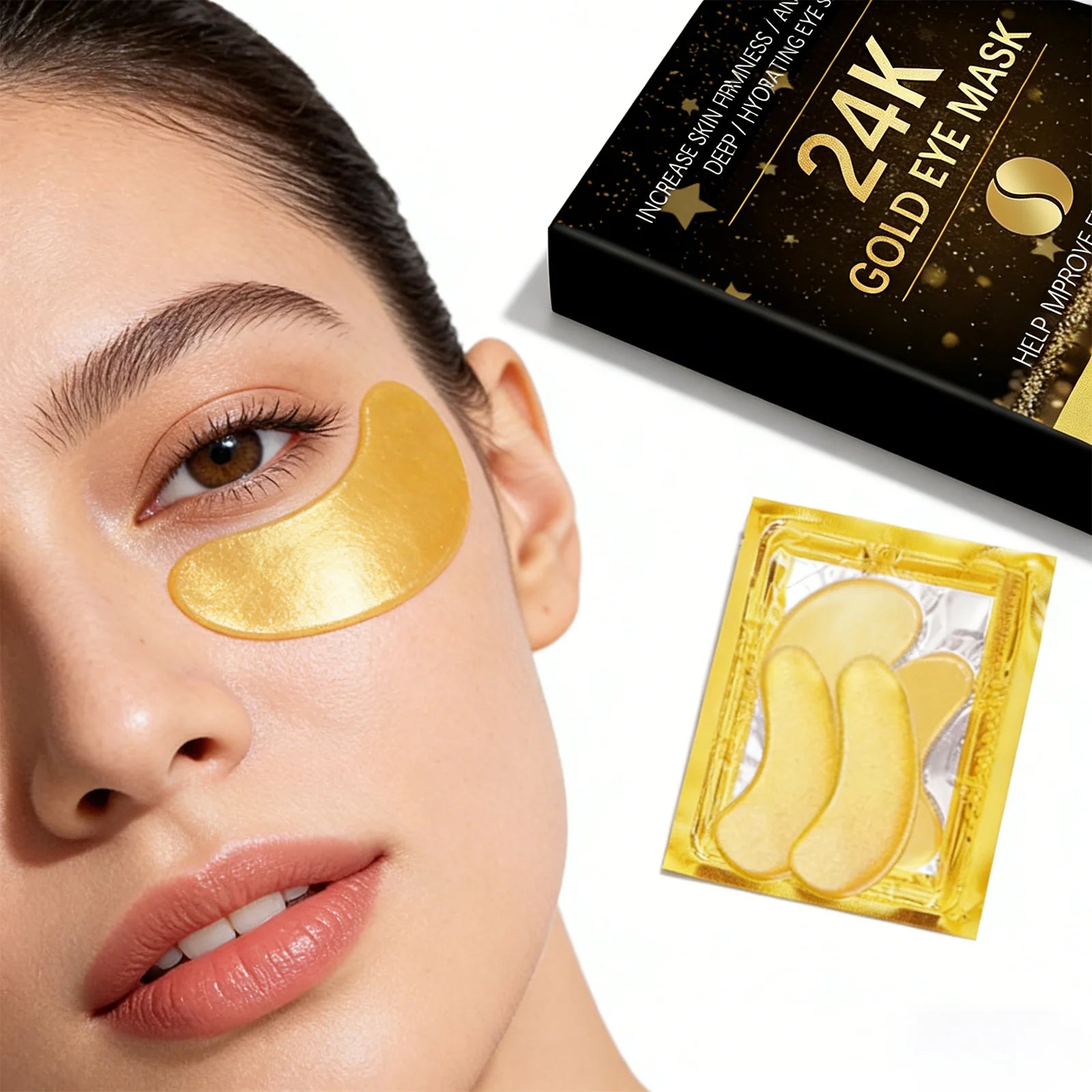24k Gold Eye Mask Vitamin C Brightening Serum Eye Patch Winter Skincare Gentle Nourishing Holiday Moisturizer 10 Pairs Zpaxo