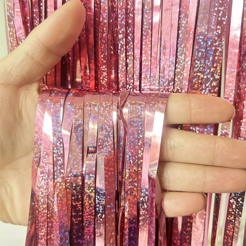 1 2 3 Meters Party Backdrop Wedding Decor Curtains Tinsel Curtain Zpaxo Rose Gold 1MX1M