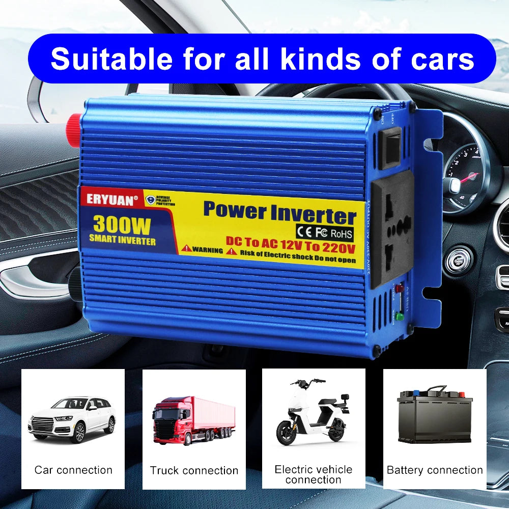 Portable Car Power Inverter 300W Multi Scenario Use Multifunctional