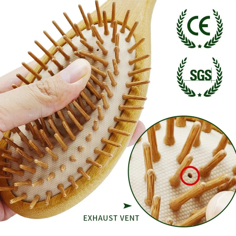 Personalized Wide Tooth Wood Combs for Hair Massage Scalp Bamboo Hair Brush Women Custom Styling Hair Comb Detangling HairBrush Zpaxo