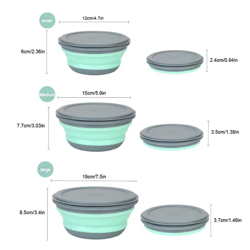 Silicone Folding Lunch Box Collapsible Portable Bowls Picnic Camping