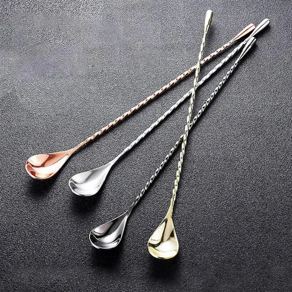 Kitchen 30cm Long Handle Cocktail Stirrers Bartender Mixing Stick Spoon Stainless Steel Barman Kit Accessories Whisky Shaker Bar Zpaxo