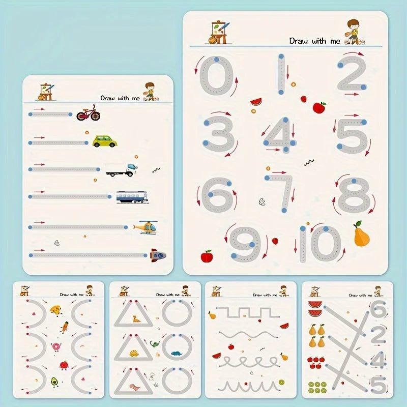 Reusable Magic Tracing Workbook Educational Drawing Pen Control