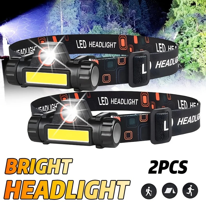 Bright LED Headlamp Rechargeable Waterproof Flashlight XPE COB Beads Zpaxo