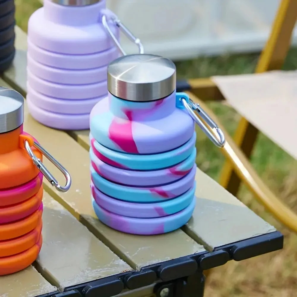 Collapsible Water Bottles Portable Leak-proof Travel Bottle Carabiner Zpaxo