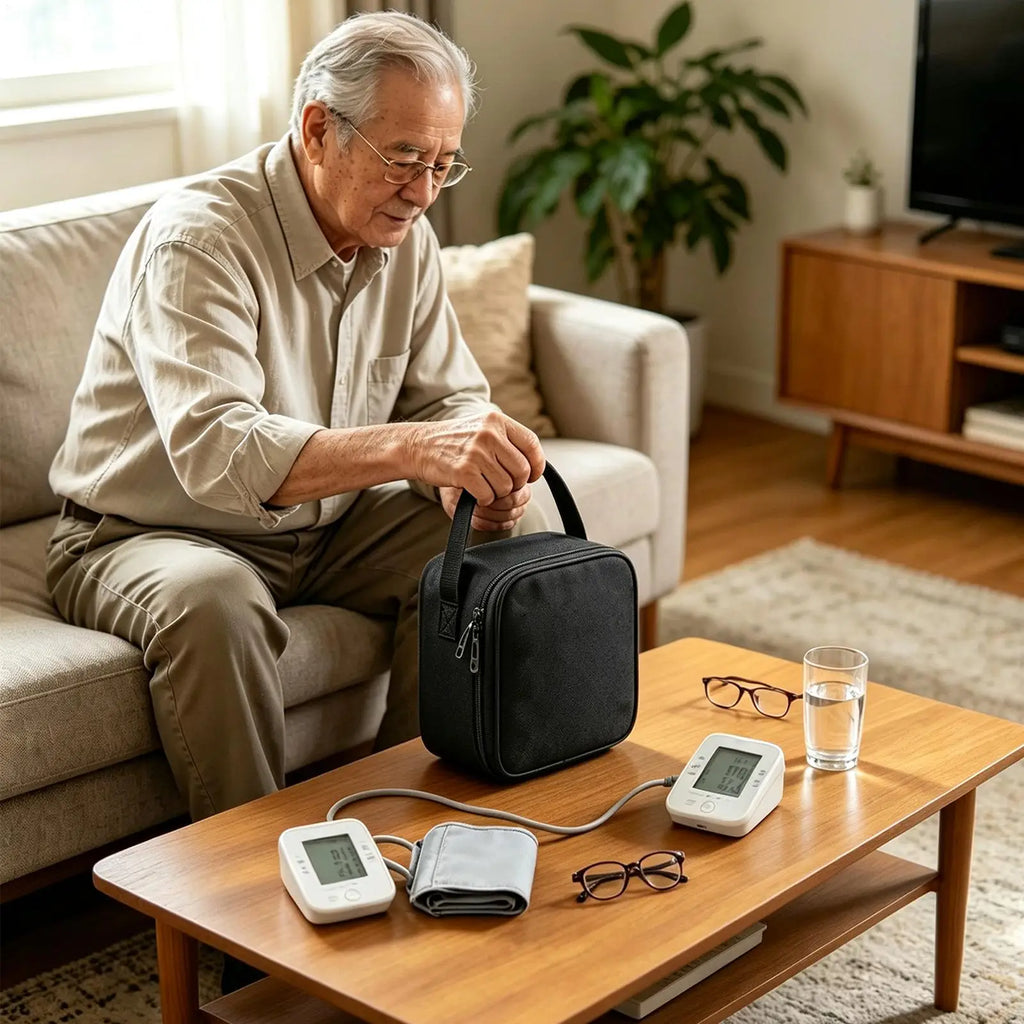 Blood Pressure Case Portable Storage Organizer Handle Cuff Bag Home