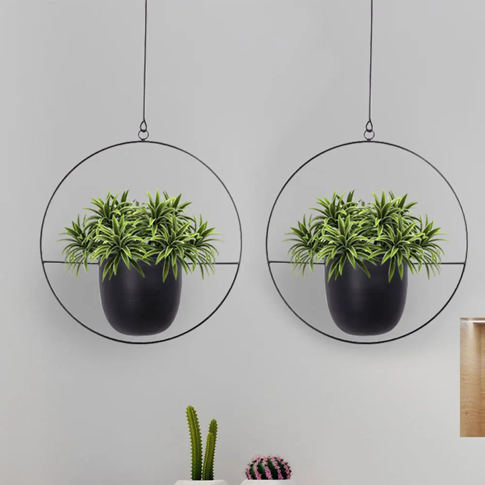 Metal Plant Holders Pots Round Oval Shape Minimalist Planter 2 Wall