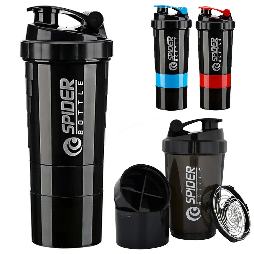 Large Capacity 3 Layers Protein Shaker Bottle with Mixing Cup for Body Building Exercise Water Shaker Cup Powder Shake Mixer Zpaxo