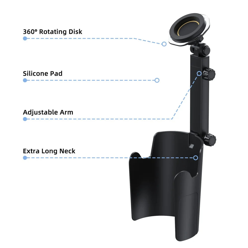 2-in-1 Car Cup Holder Phone Mount – 360° Rotation Universal Car Phone Mount Zpaxo