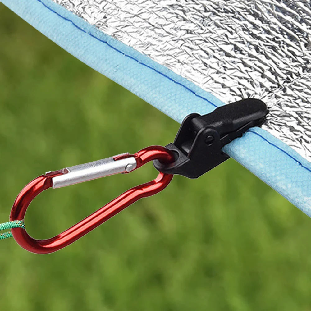 Camping Tarp Clips Carabiner Hanging Hooks Outdoor Tent Windproof