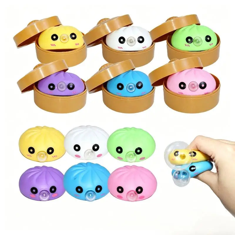 Bubble-Blowing Bun Squeeze Fidget Toy | Cute Dumpling Squish