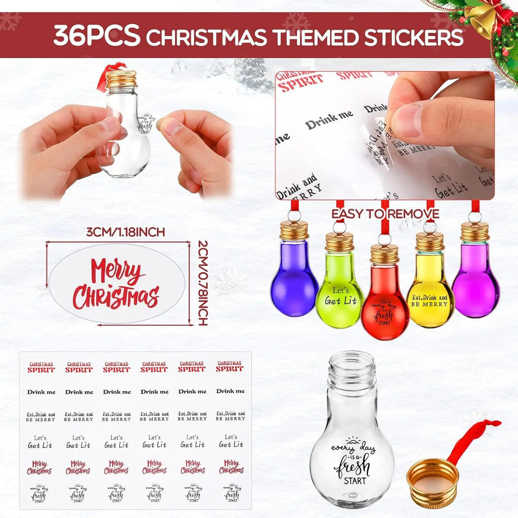 50ml Fillable Light Bulb Bottles | Christmas Décor 12-Pack