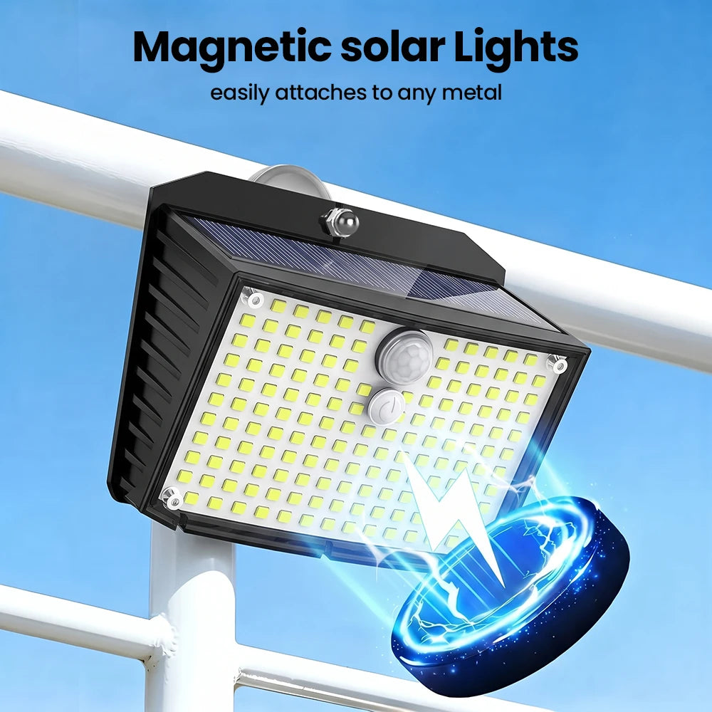 Magnetic 158LED Solar Lights Outdoor Waterproof 3 Lighting Modes Motion Sensor Flood Wall Light Solar Powered Garden Lights Zpaxo