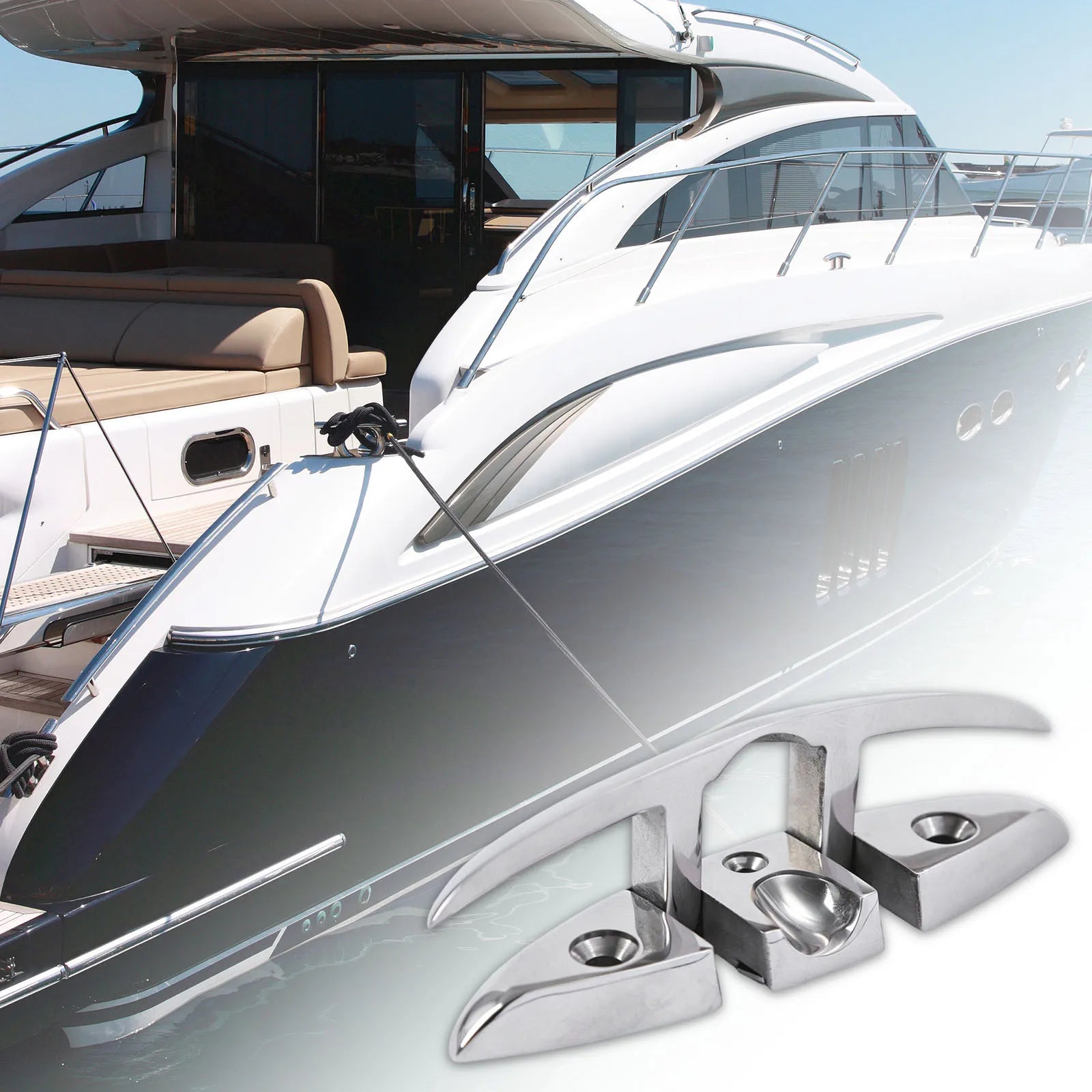 1PCS Stainless Steel 316 Flush Boat Cleats 5inch Marine Mooring Folding Cleat Yacht Sailboat Ships Floating Dock Cleat Accessory Zpaxo