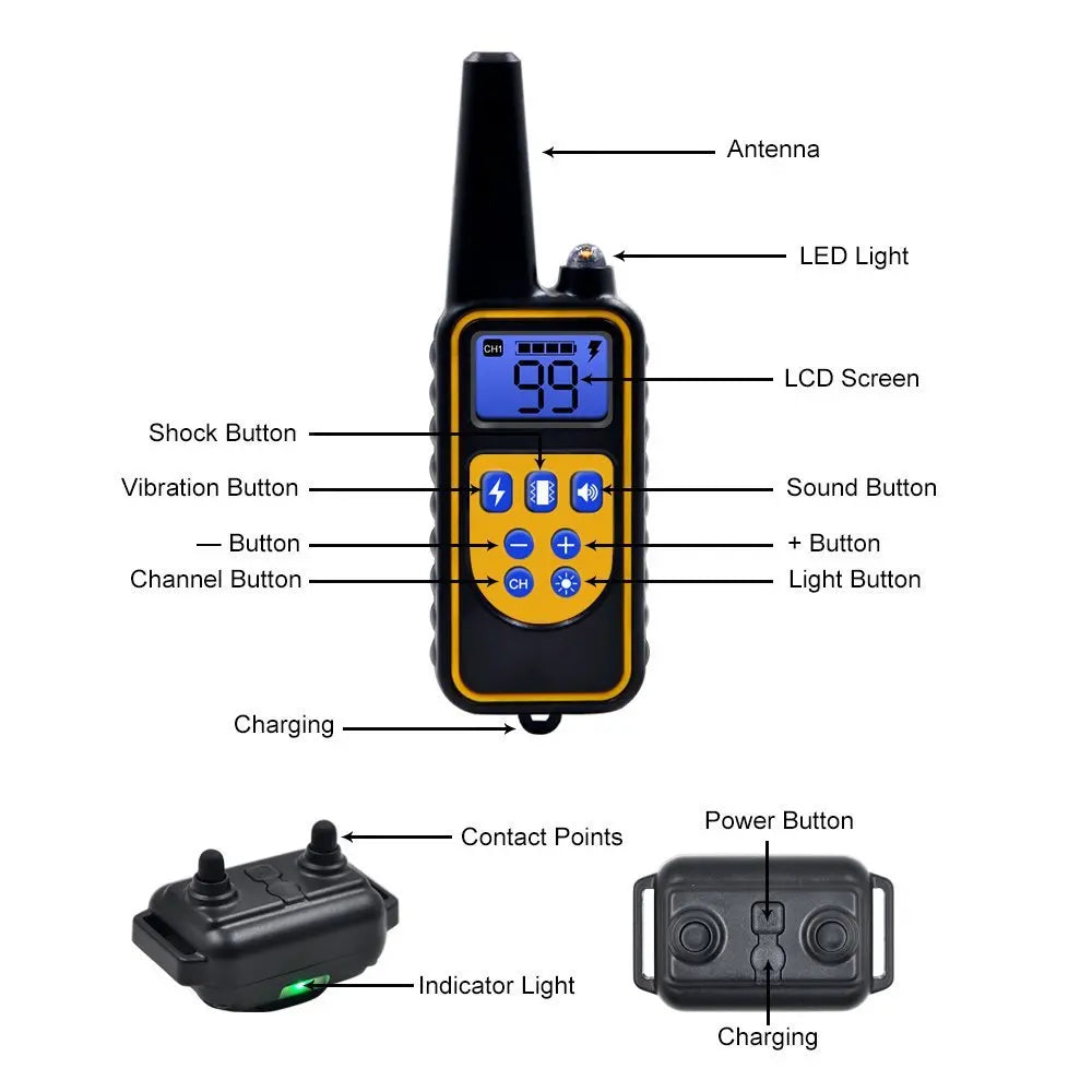 800m Electric Dog Training Collar Waterproof Pet Remote Control