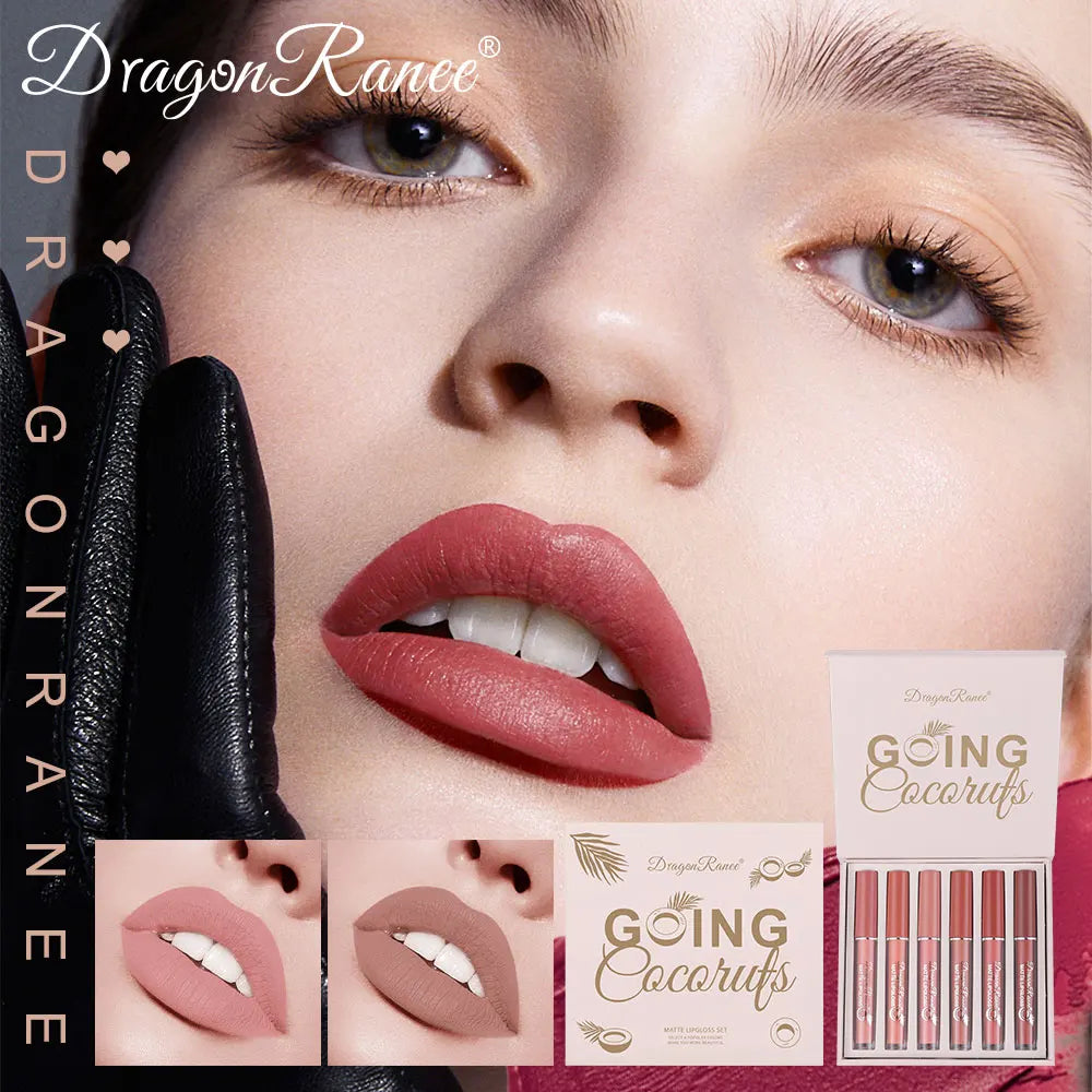 Set of Six Lip Glosses, Matte Matte Lip Glosses, Waterproof, Non-Fading, Non-Stick Lip Glaze, Lipstick, Holiday Gift Lip Gloss Set Zpaxo
