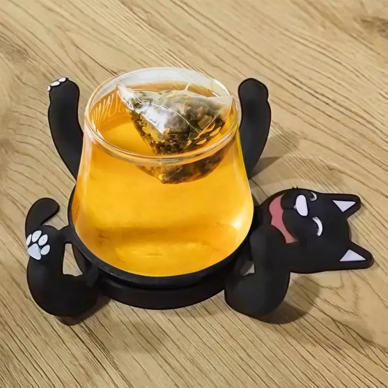 Funny Cats Heat Insulation Tabletop Drink Nonslip Cup Holder Desktop Decoration for Coffee and Milk Cup Zpaxo