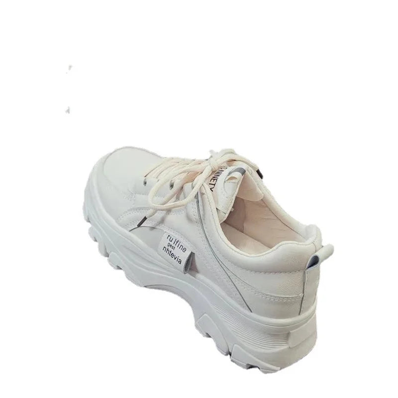 CINESSD Fashion White Women Chunky Sneakers Shoes Lace Up Platform Zpaxo