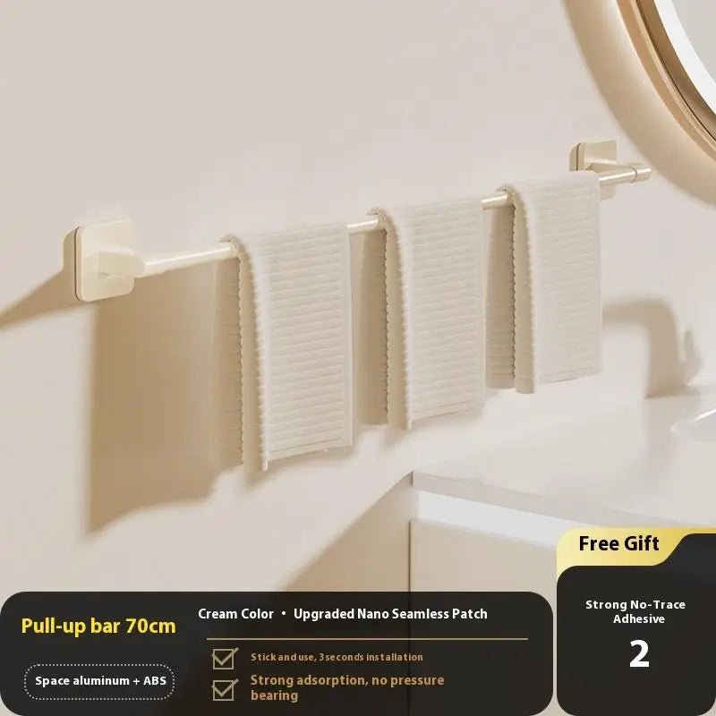 Non-drilling Towel Rack Double Layer Self Adhesive Bathroom Shower Zpaxo 1 Layer White 70cm