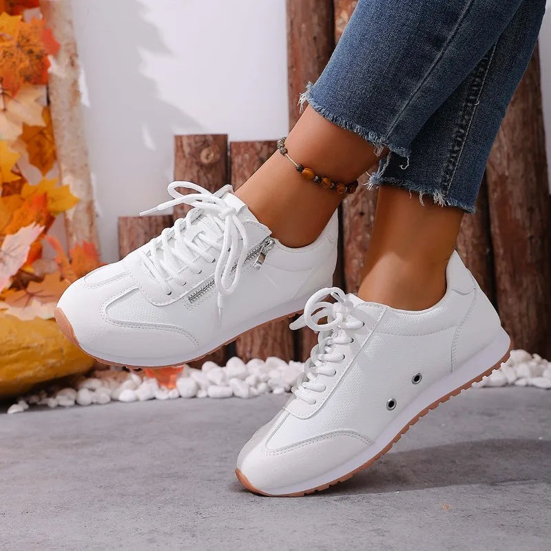 Spring Autumn Women Anti Slip Wear-resistant Zipper Embellishment Zpaxo