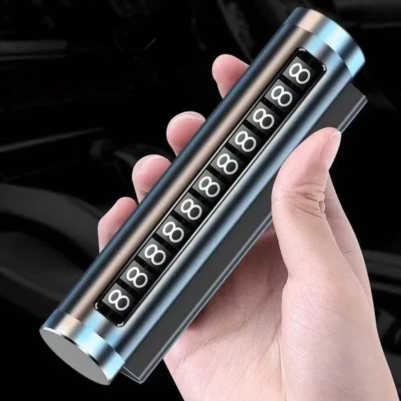 Aluminum Temporary Parking Card – Rotating Phone Number Plate