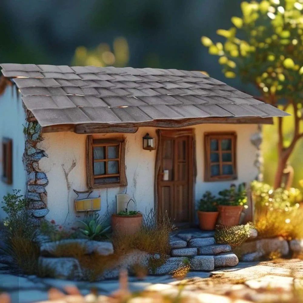 50/100pcs Mini Gray Roof Tile Model Building Clay Material,Micro Sculpture Landscape DIY Imitation Tile Model Garden Decoration Zpaxo