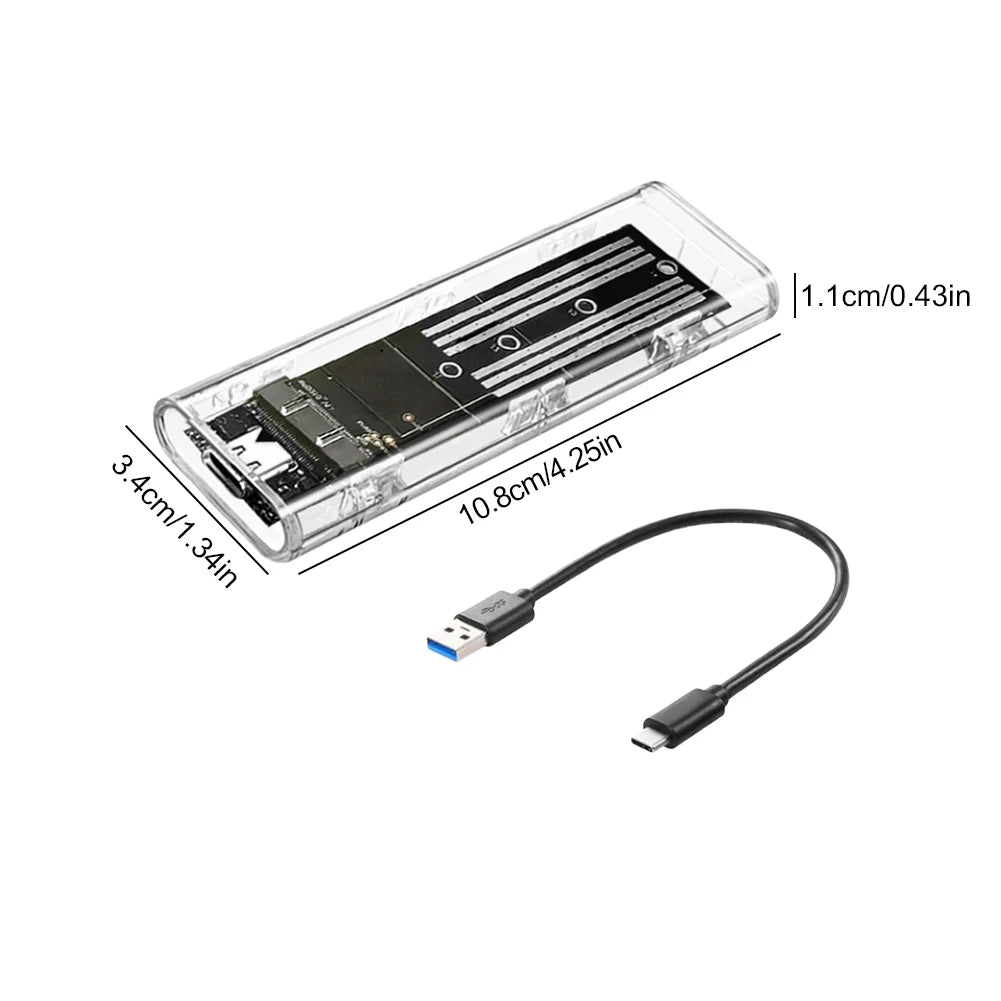 M 2 NGFF SATA C USB 3 1 Hard Disk Box 10Gbps Transparent External SSD