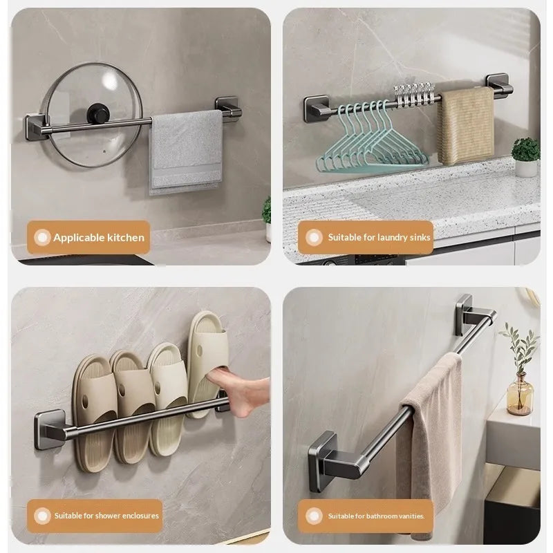 No-Drill Towel Rack 30/40/50cm – Wall-Mounted Bathroom Bar Wall Towel Rack Zpaxo