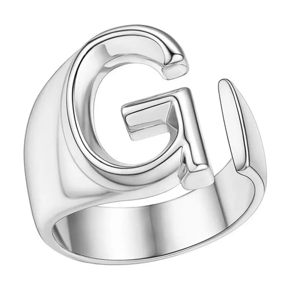 1PC High-end Fashion Hollow A-Z Letter Adjustable Opening Ring Alphabet Party Rings Jewelry Gift For Women Кольца JR21003 Zpaxo G