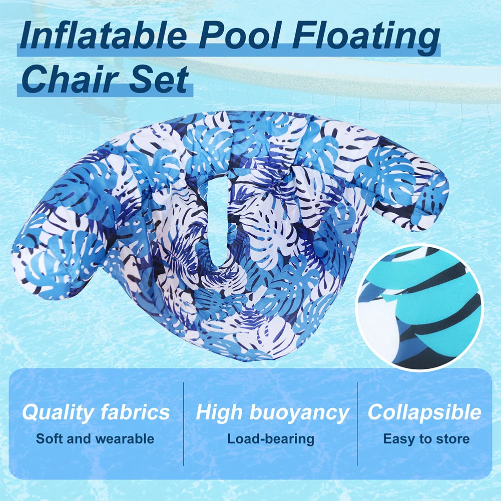 Inflatable Pool Lounger with Plant Pattern Floating Pool Chair Inflatable Pool Floats for Swimming Pool Party Water Beach Zpaxo