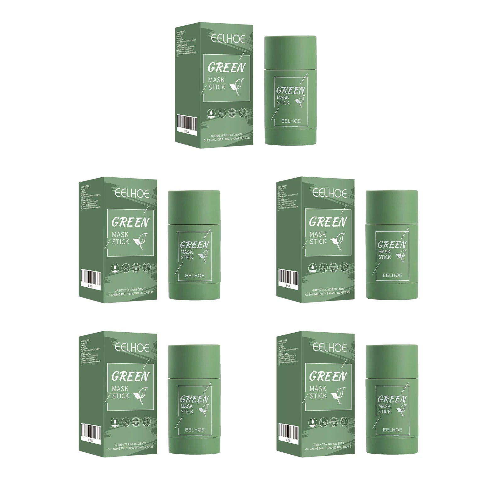 Eelhoe Green Tea Solid Mask Stick – Pore Cleanse & Blackheads Solid Face Mask Zpaxo 5 x x 40g A
