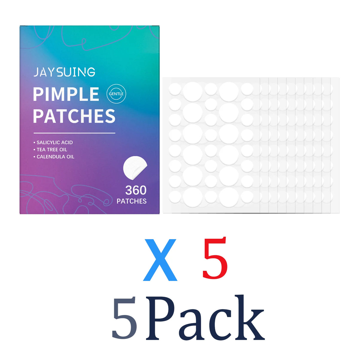 Acne Patches 360 Pcs Salicylic Acid Allantoin Hydrocolloid Invisible Pimple Patches for Face Gentle Daily Spot Treatment Zpaxo 5 Pack