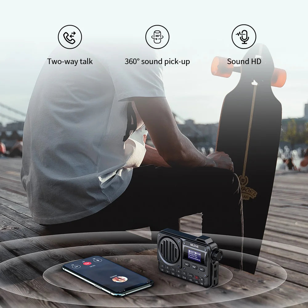 MLOVE BV800 Super-Portable Bluetooth Speaker with FM Radio,LCD Screen Display, Antenna, AUX Input, USB Disk, TF Card, MP3 Player Zpaxo