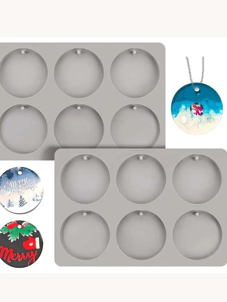 2-Pack Round Silicone Resin Molds – DIY Pendant & Candlestick Silicone Resin Mold Zpaxo 2PCS