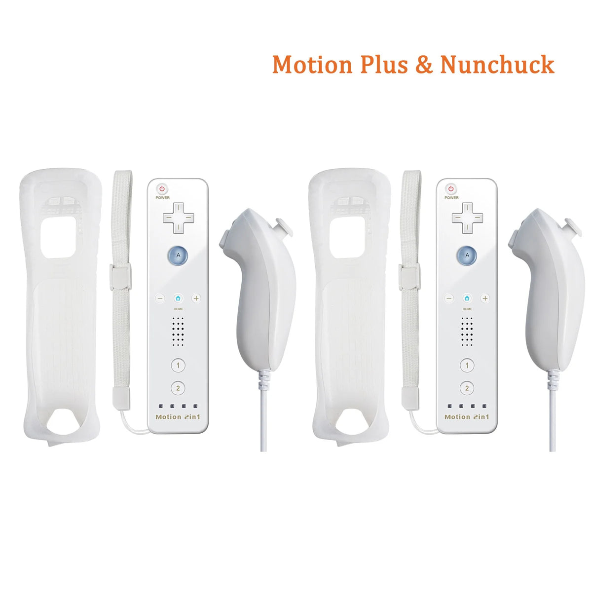 2 In 1 Family Gaming Accessories Wireless Remote Gamepad Silicone Case Included For Nintendo Wii/Wii U Optional Motion Plus Tool Zpaxo 2 White nunchuck