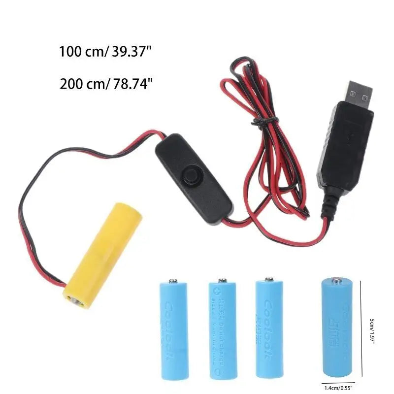 652F USB to 6V 4AA Battery with Switch Replace 4 AA LR6 AM3 Battery Zpaxo