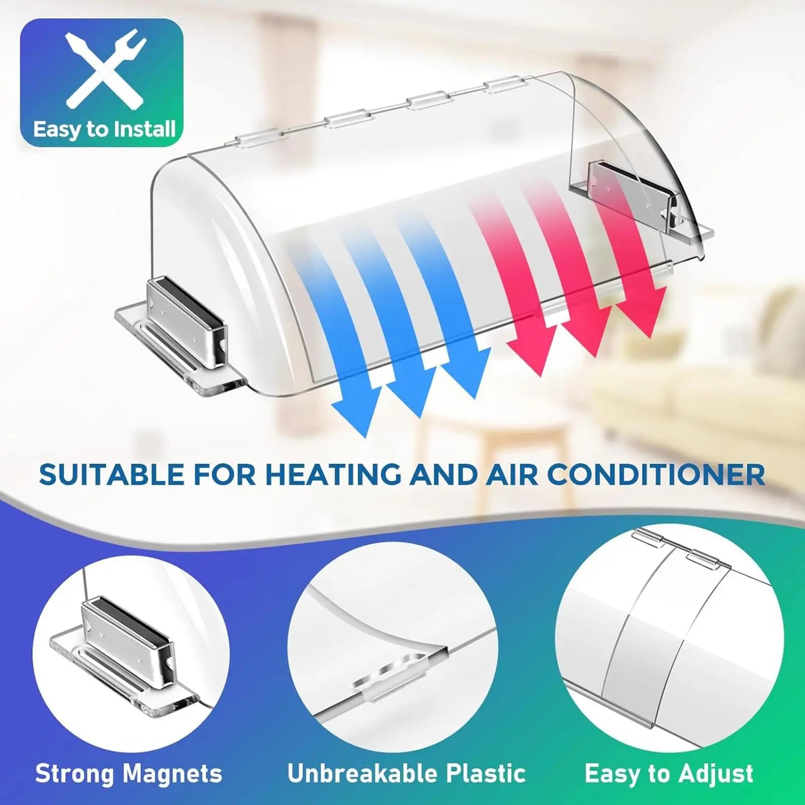 Magnetic Ceiling Vent Deflector Extendable Anti-direct Blowing Air