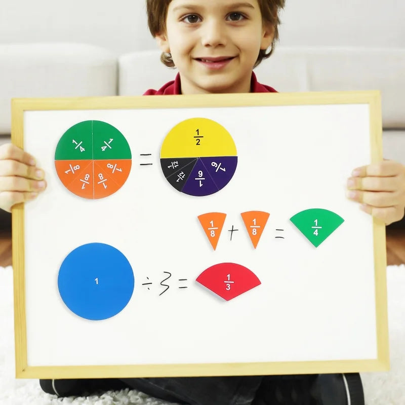 Magnetic Fraction Tiles Circles Math Disc Toy Manipulatives Vibrant