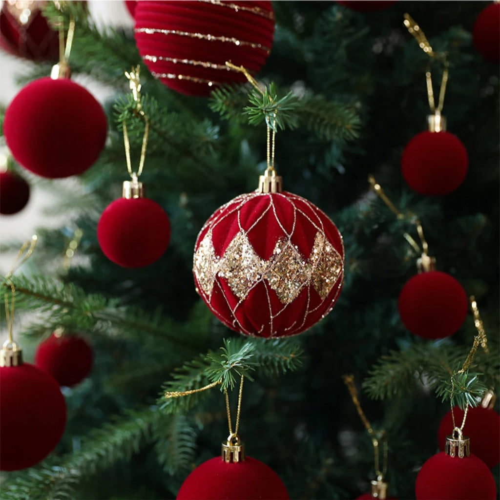 36-Pack Burgundy Velvet Christmas Ball Ornaments | Tree Baubles