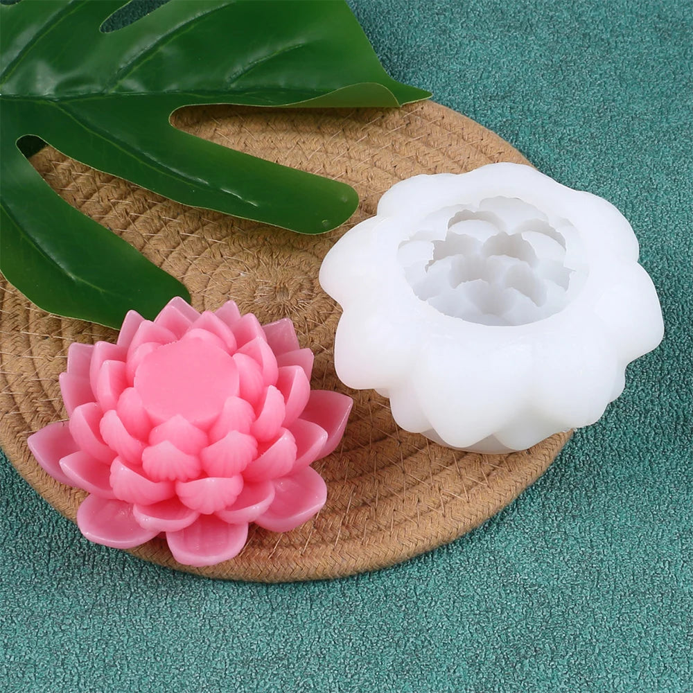 3D Lotus Candle Mold DIY Lotus Flower Aromatherapy Soap Gypsum Clay Craft Silicone Resin Mold Fondant Chocolate Cake Mould Zpaxo