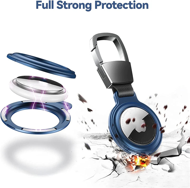 Luxury Metal Magnetic Anti-Lost Keychain Holder Case for Apple Airtag Air Tag Pets Collar Locator Tracker Protective Full Cover Zpaxo
