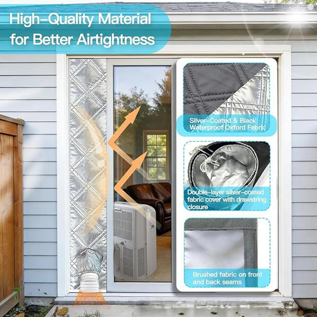 Portable AC Window Sealing Cloth Sunscreen Coating No Drill Mobile