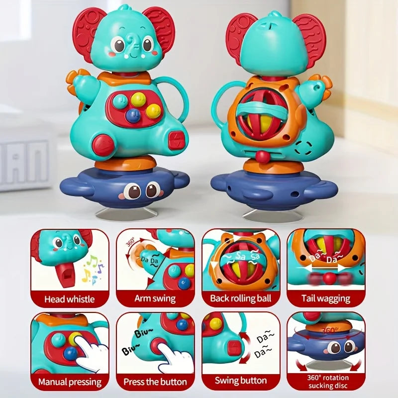 Blue Elephant Gyro Toy Huge Suction Cup That Can Rotate 360 Degrees