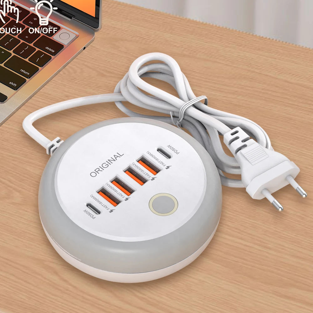 50W Multi Ports USB Charger Power Strip Socket Fast Charging Travel Zpaxo EU Plug