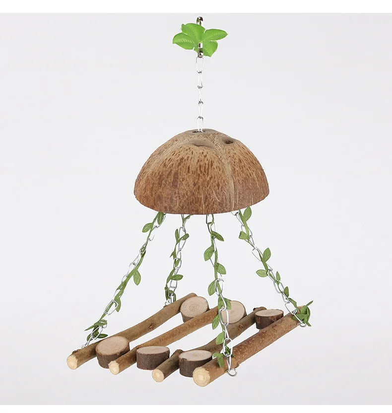 Parrot Hammock Swing Ladder Bird Toy – Wood Perch Stand Bird Swing Toy Zpaxo bird stand