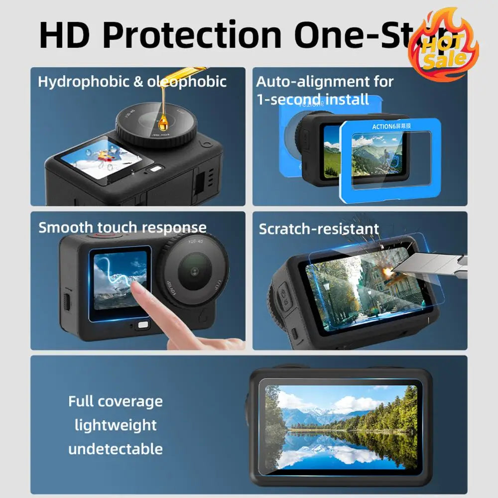 Anti-Bubble Screen Protector Fit for DJI OSMO Action 6 Accessories 0.4mm Tempered Glass Protector Scratch Resistant Zpaxo