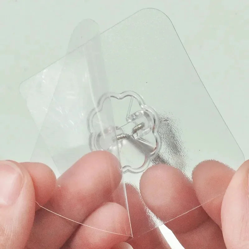 10- Transparent Stainless Steel Strong Self Adhesive Hooks Key